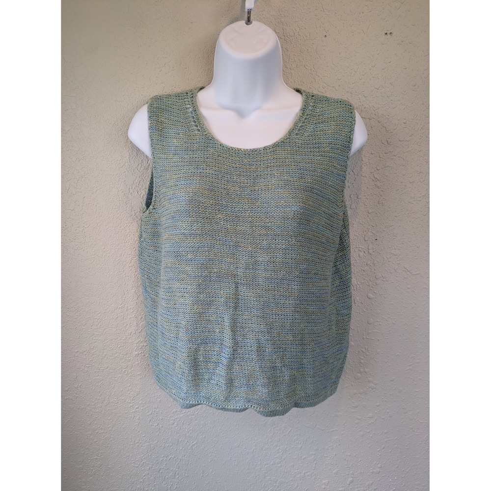 Sigrid Olsen Crop Loose Knit Tank Sweater Sz M Linen Coastal‎ Boho Fairy Cottage